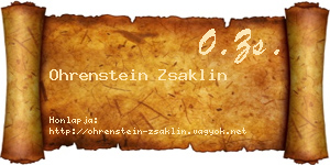 Ohrenstein Zsaklin névjegykártya